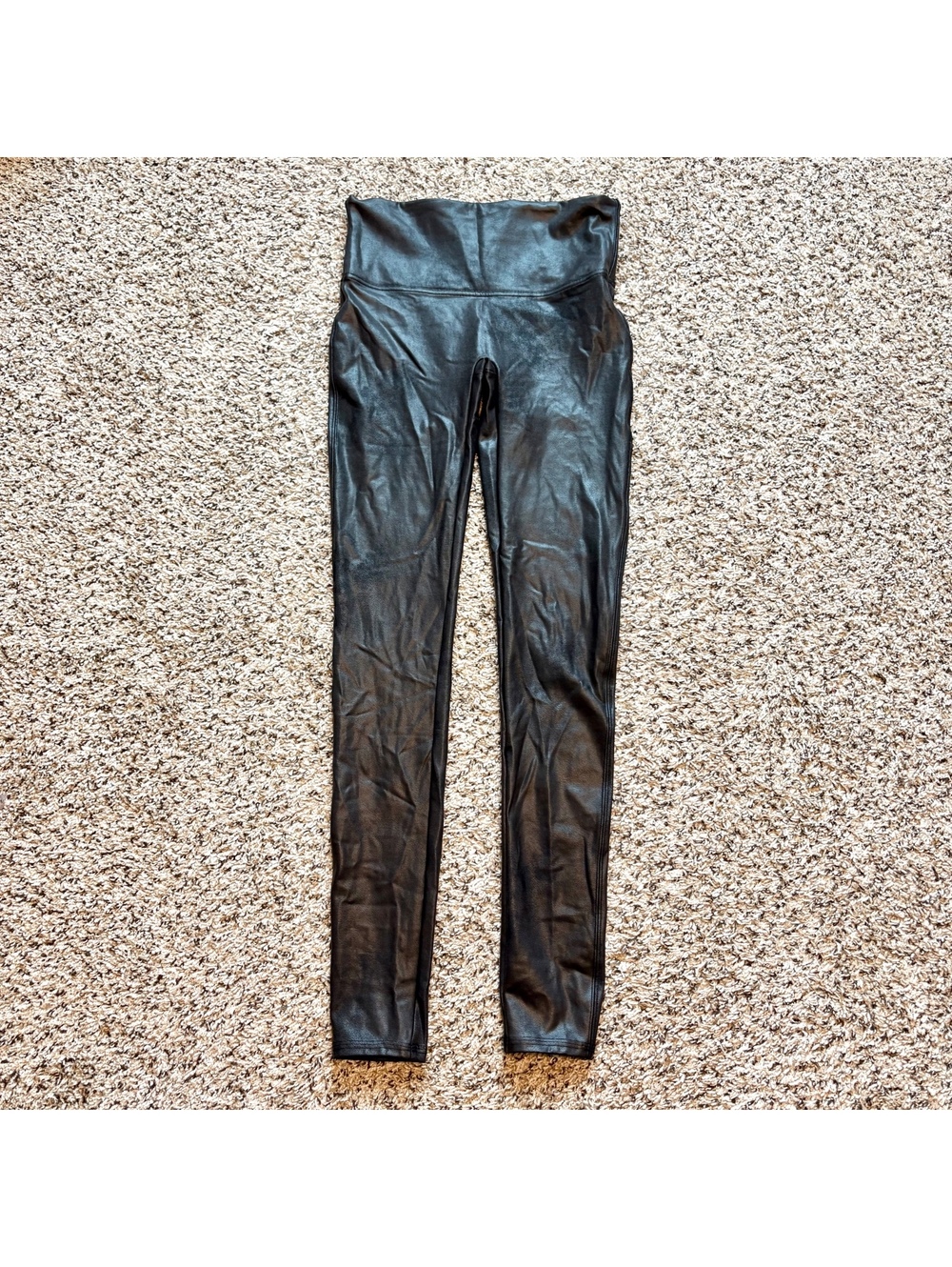 Spanx Women's Size L Black High Waisted Faux Leather Leggings
